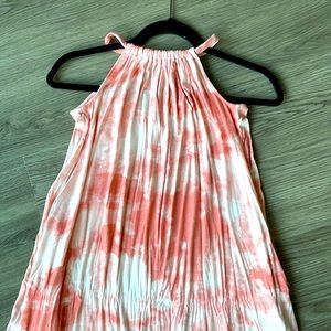 Pink Tie-dye Pattern Cotton Maxi Dress (size xs)